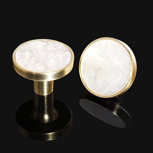 Miniatura 8 de Paquete de 4 pomos dorados para cajones de tocador, perillas redondas de latón para armario de cocina, armario, puerta, accesorios decorativos de