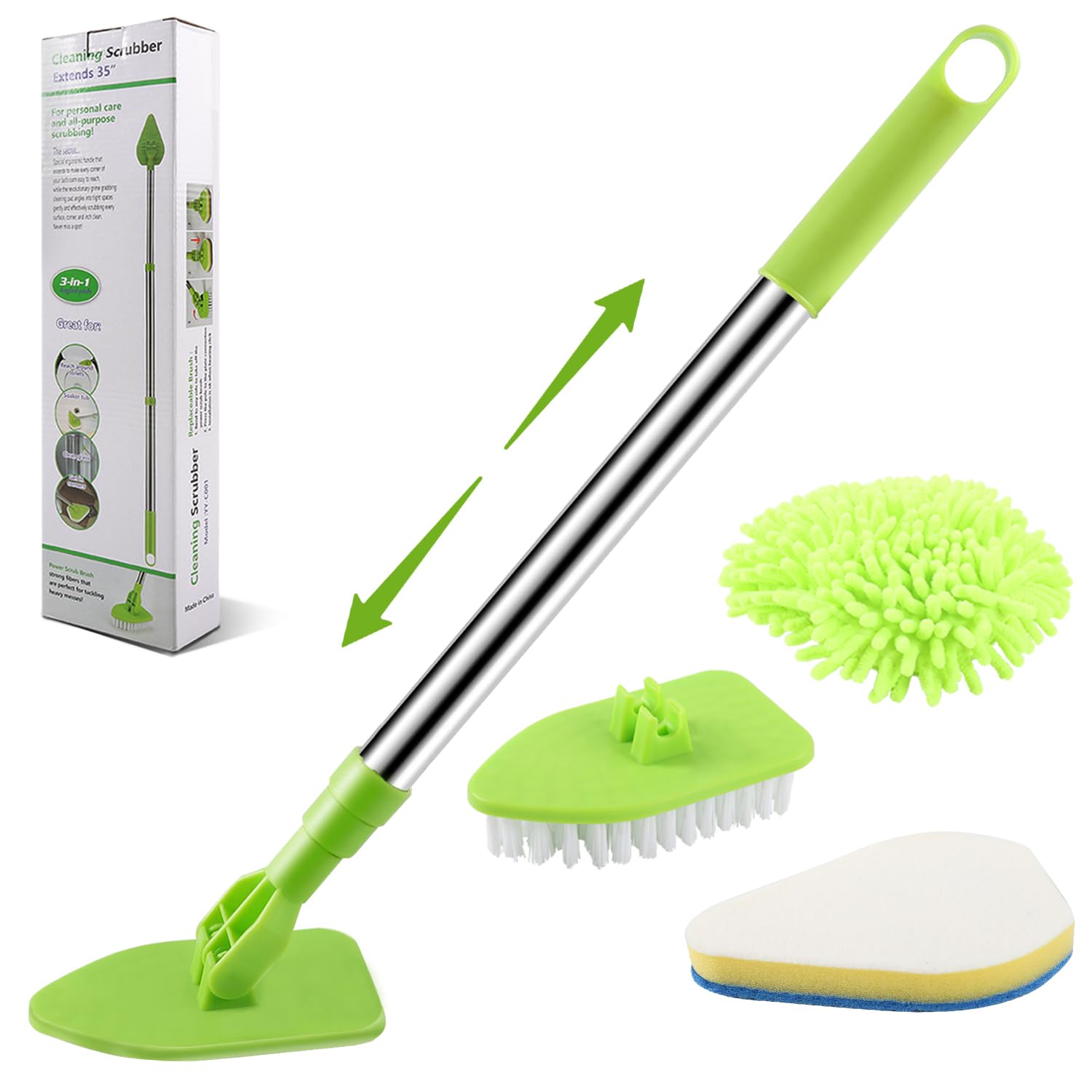 Bathroom Cleaning Brush, 3-in-1 Tub Tile Scrubbing Brush with ...
