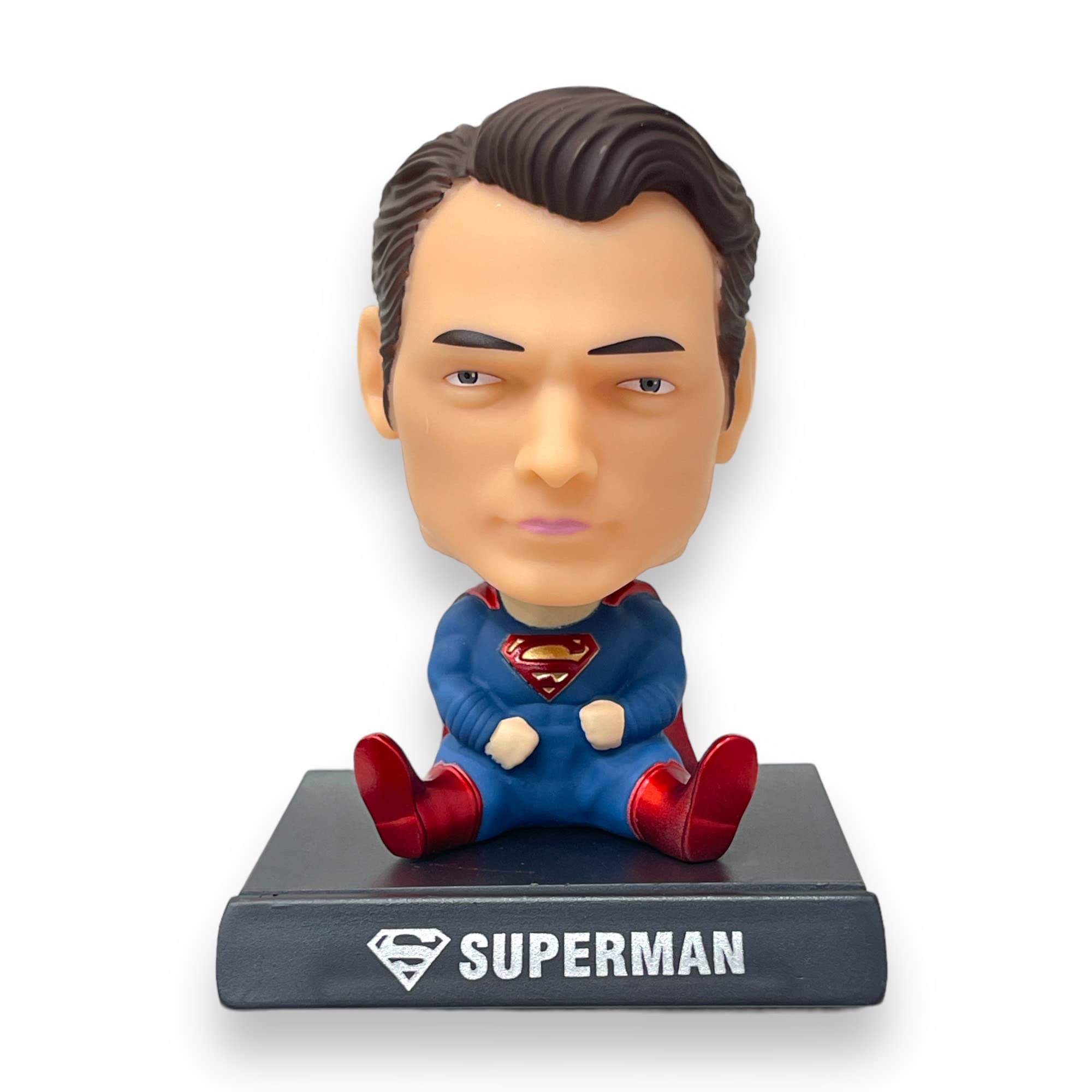 AUGEN Super Hero Superman 3 Action Figure Limited Edition Bobblehead with Mobile Holder for Car Dashboard, Office Desk & Study Table (Pack of 1)