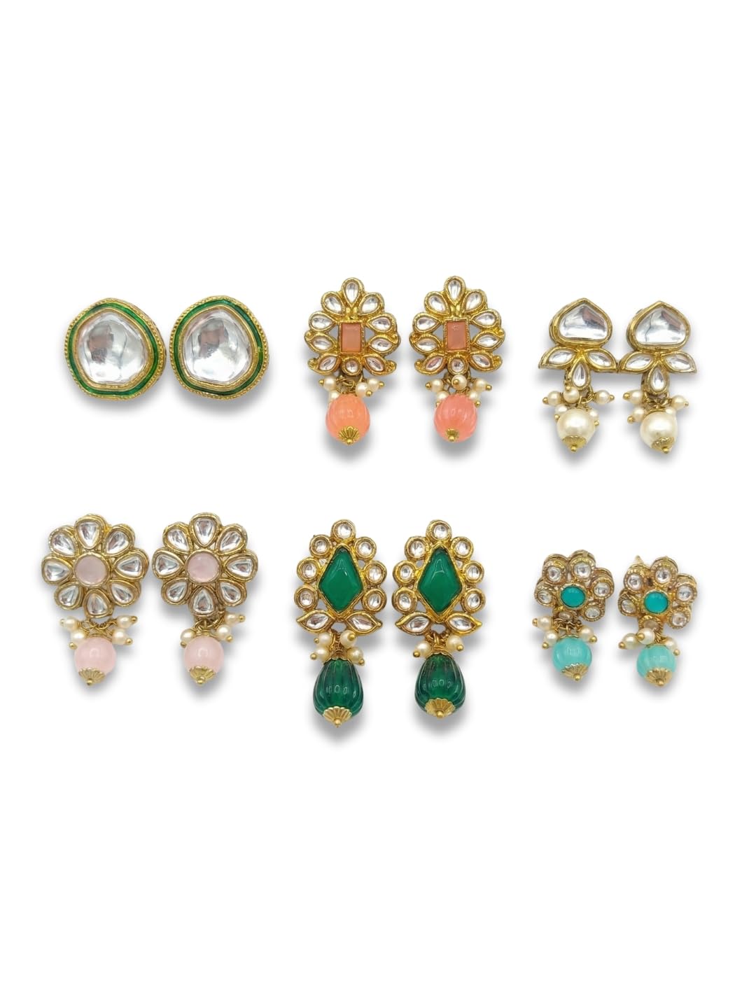 reesha jewel kundan earrings combo of 6 pairs-picture-50