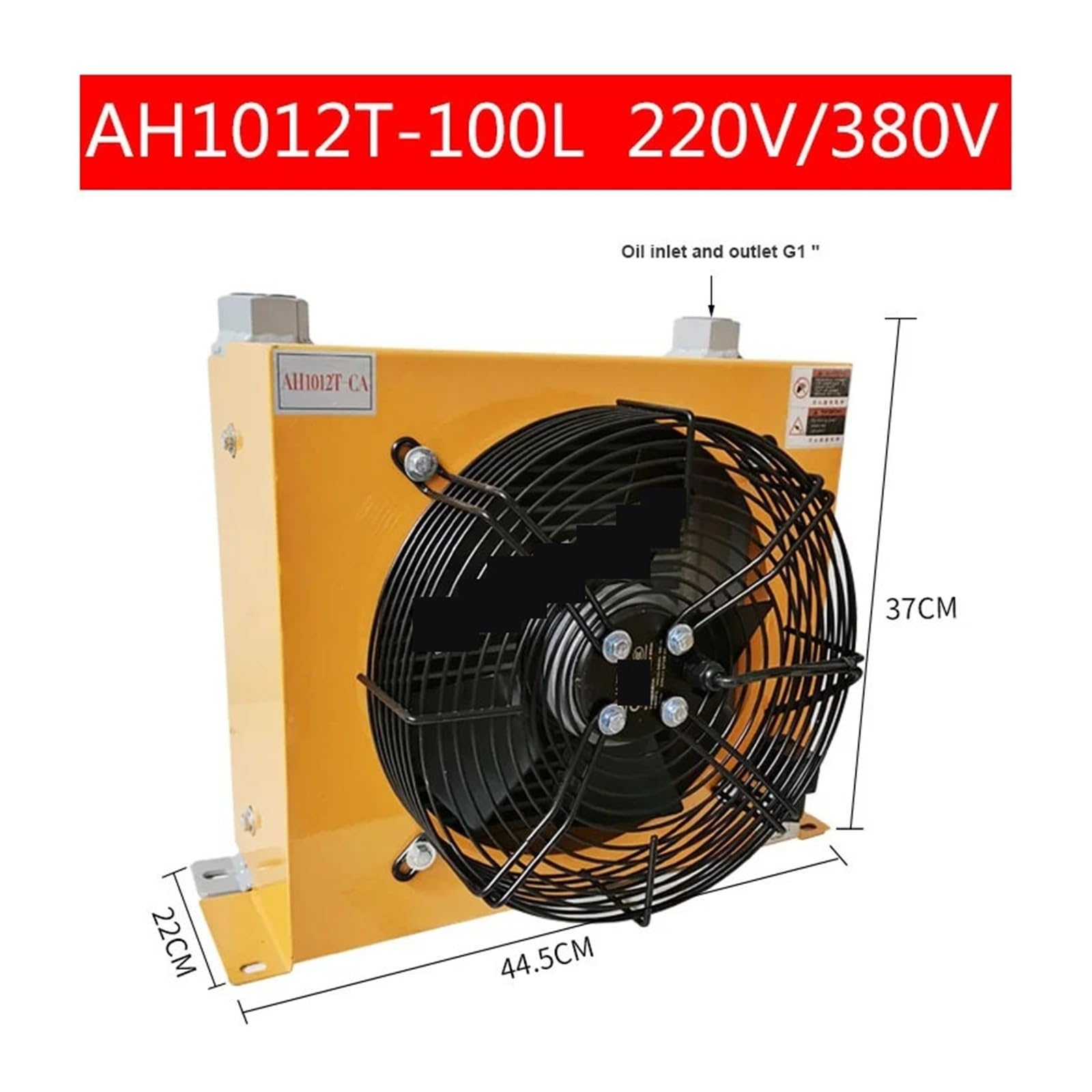 Enfriador de aire hidráulico AH1012T/AH0608T-60L, radiador de aceite de aluminio con placa y aletas, 100 l/min y 60 l/min Gran área de disipación de calor(AH1012T 100L,24V)