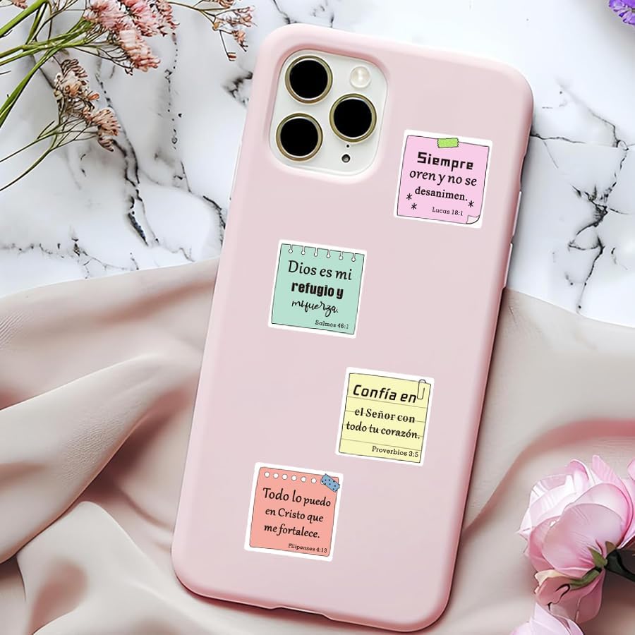 500 Pcs Spanish Bible Verse Stickers Roll, Inspirational Christian Note Style Stickers for Journals, Scrapbooking, Planners, Envelopes and Gift Packaging