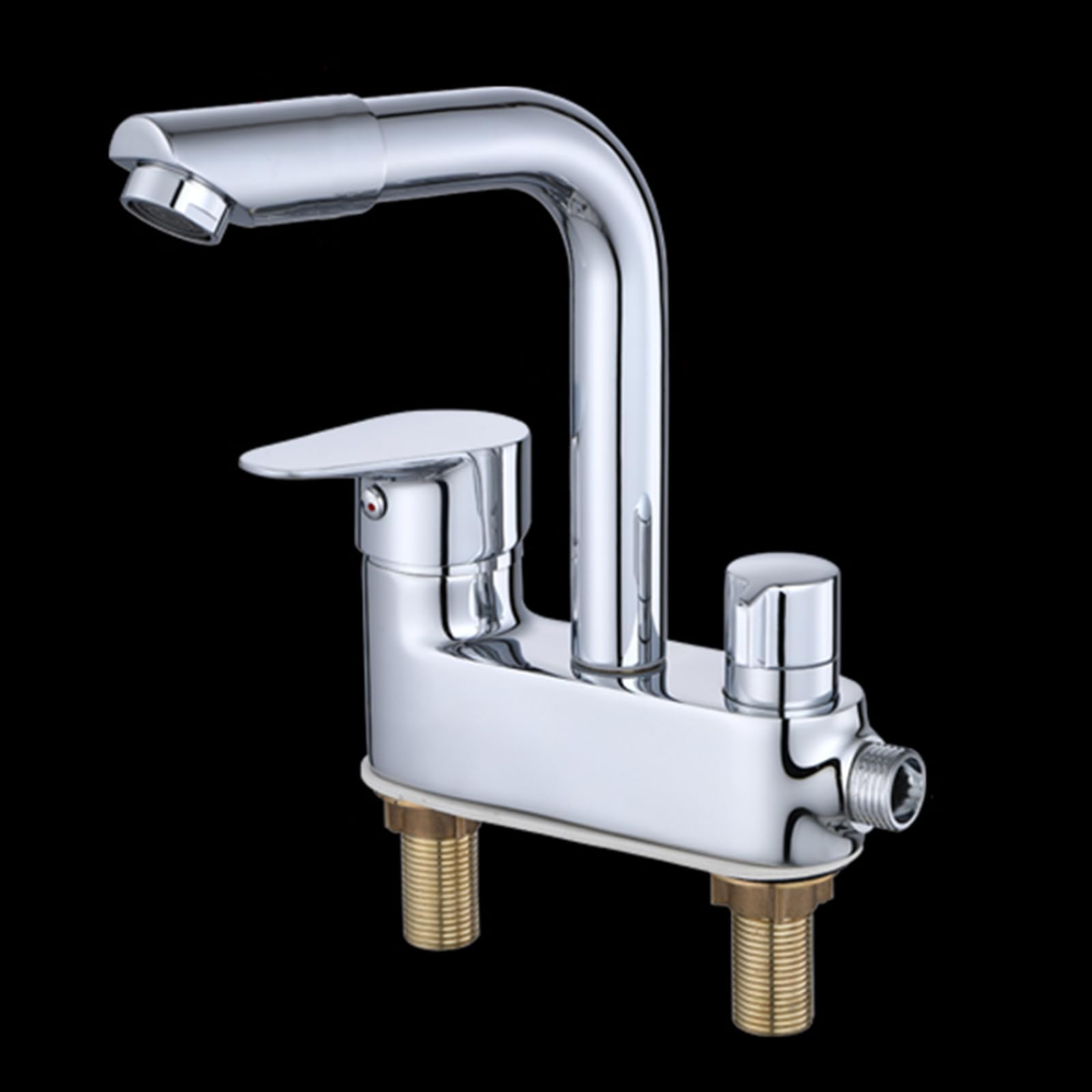 Grifo para Lavadora Grifo De Baño Doble Salida Grifos De Lavabo Latón Agua Fría Y Caliente,Plata