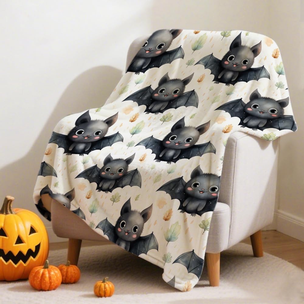 Bat Blanket Halloween Blanket for Boys Girls Gothic Stuff,80x60in