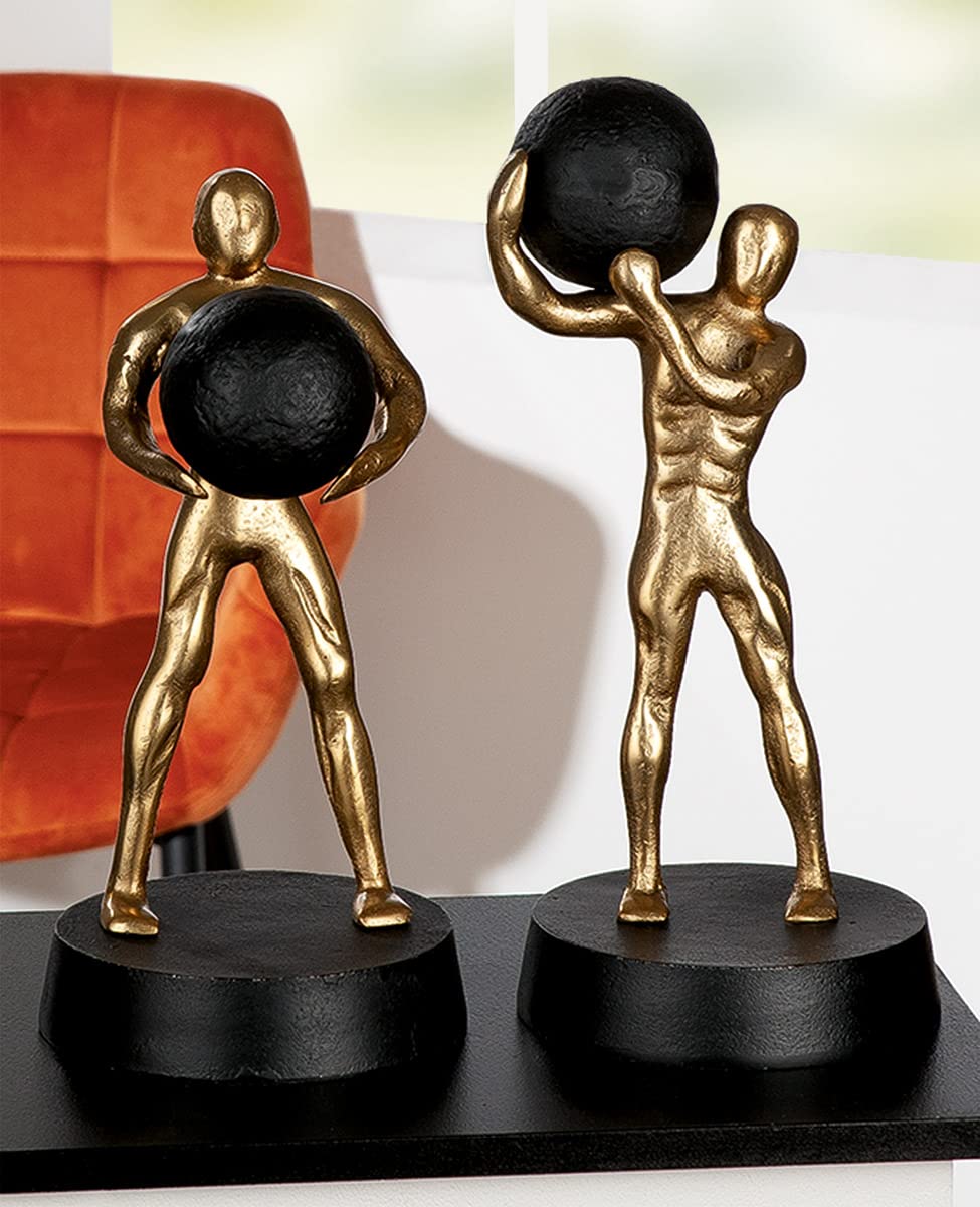 GILDE Deko Figur Skulptur Strong Stark XL - Moderne Kunst und Dekoration aus Kunstharz - Farbe: Gold - Höhe 35,5 cm