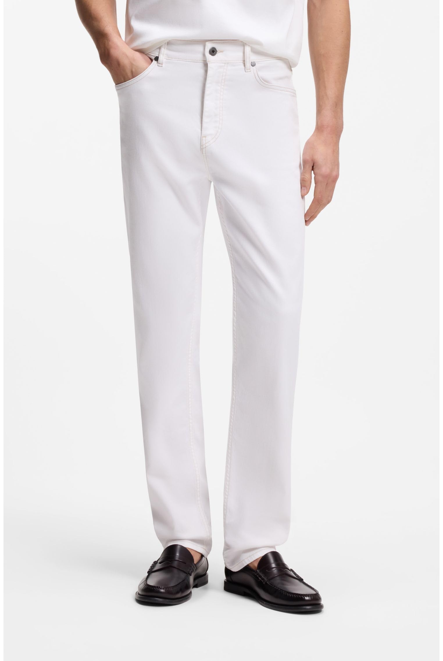 BOSS Five-Pocket-Jeans Aus Weißem Stretch-Denim