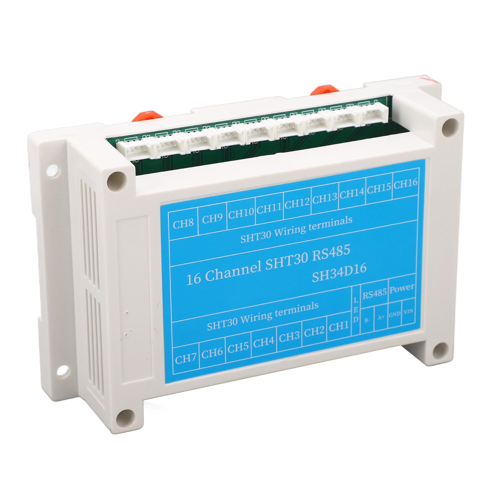 Módulo de sensor de humedad y temperatura Tablero de control de colector de 16 canales Componente electrónico RTU DC 8~30V para medición de temperatura en interiores y ext