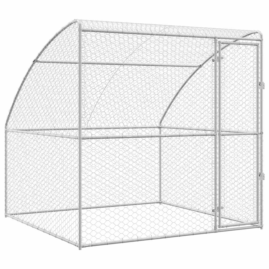Cuccia per Cani in Acciaio Zincato 2x2x2 m con Tetto in Rete