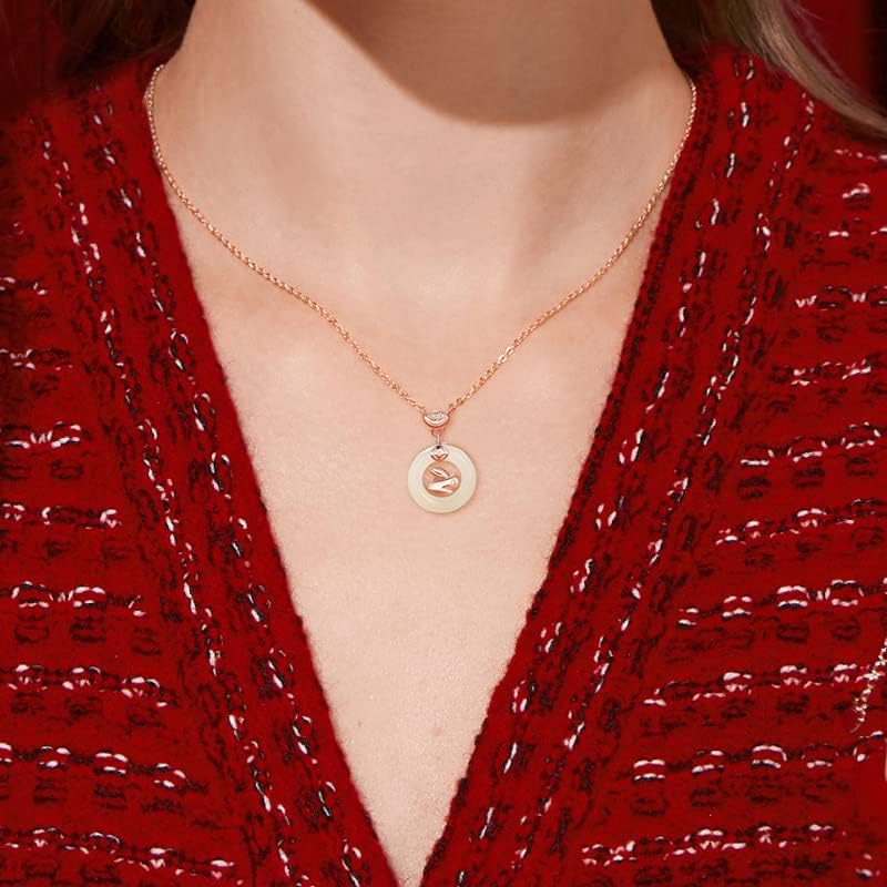 14K Gold Jade Rabbit Necklace, Moissanite Rabbit Pendant Necklace, Birthday, Mother's Day Gift for Mother, Wife, Girlfriend - Image 3