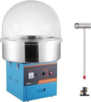 Electric Cotton Candy Machine with Cover, 1000W Commercial Floss Maker w/Stainless Steel Bowl, Sugar Scoop and Drawer, Perfect for Home, Carnival, Kids Birthday, Family Party, Blue