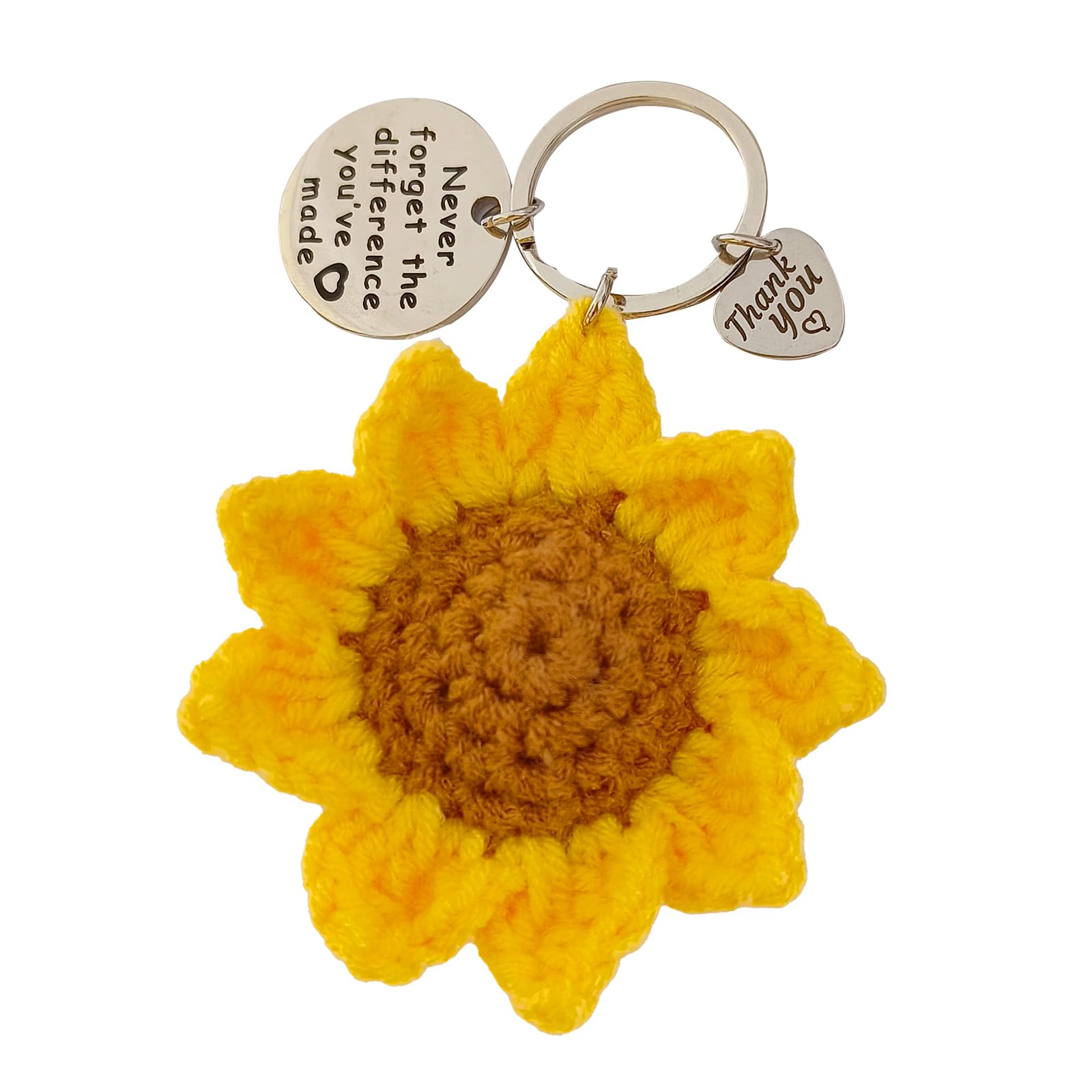 Ensiolau Teacher Keychain Gift Handmade Weaving Sunflower Keychains Gifts for Car keys Bag Wallet Purse Teachers (Yellow)
