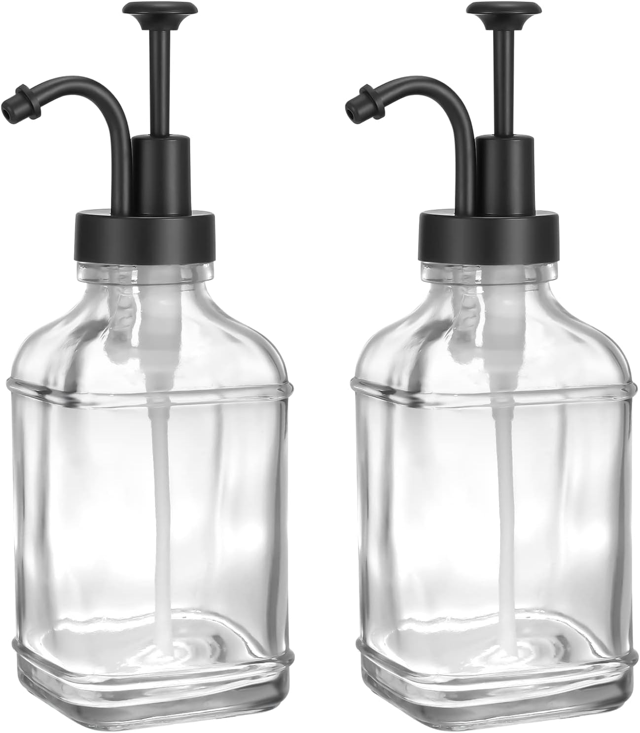 2 Pack Thick Clear Glass Jar Soap Dispenser with Matte