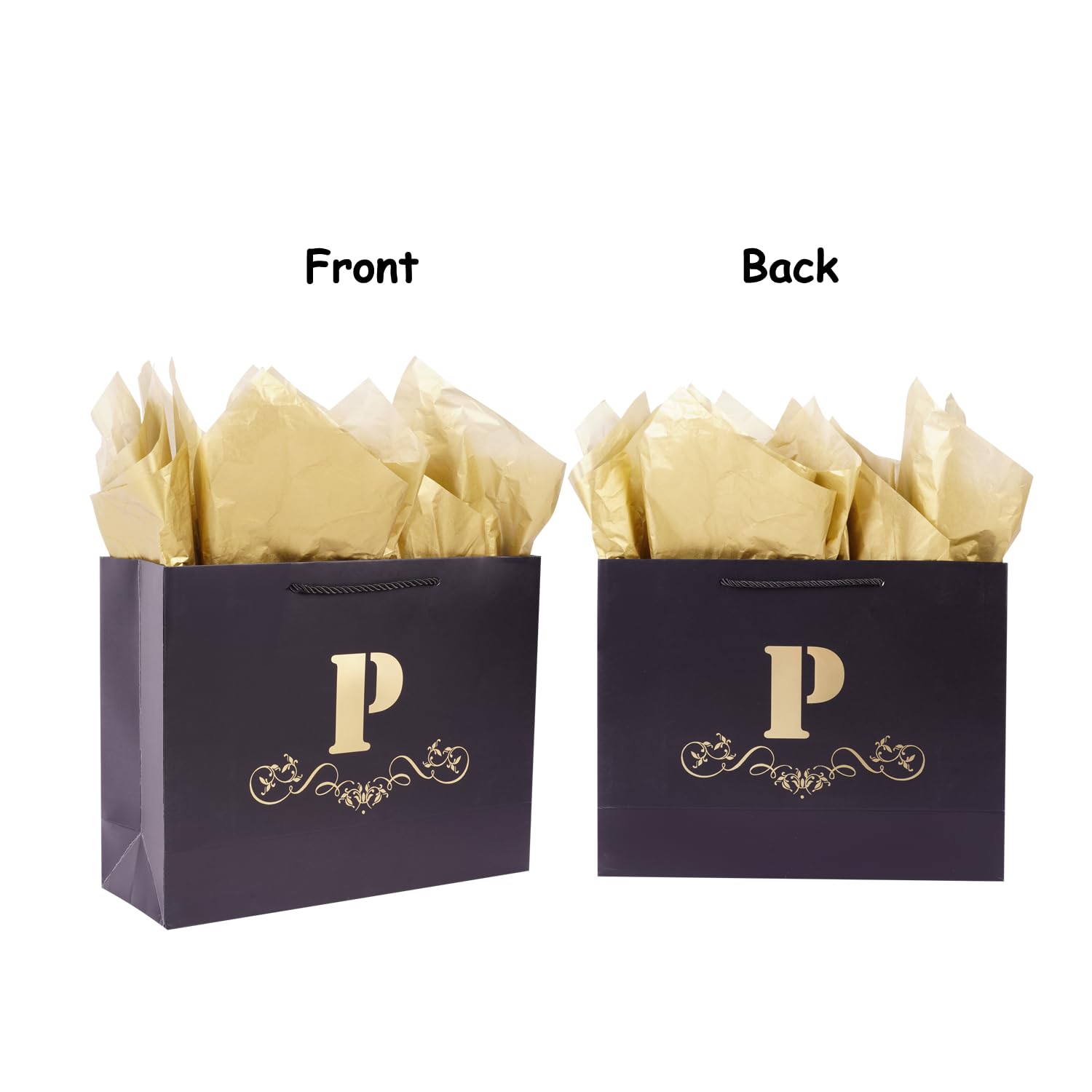 Letter E Gift Bag Set - 12.6x9.8x4.3 Inches, Includes Tissue & Card, For Birthday, Wedding, Baby Shower - View #8