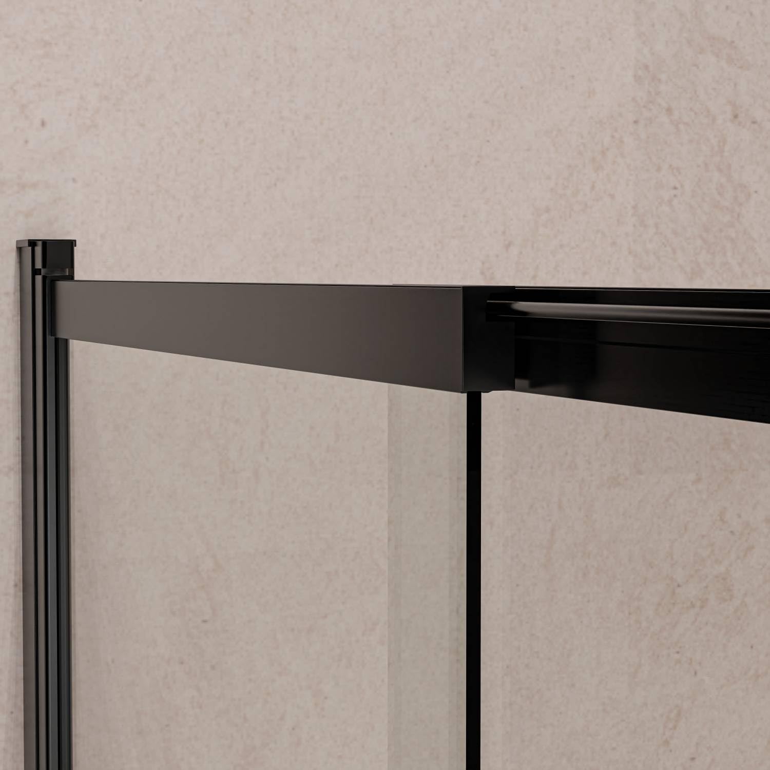 Mampara de Bañera Abatible Corredera 70 cm Negro Mate - Cristal Templado 6 mm Antical - 150cm Altura