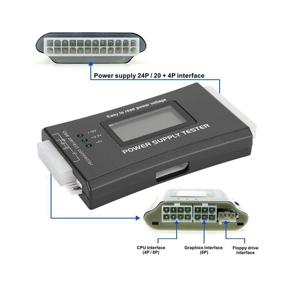 Probador de fuente de alimentación para computadora, probador de fuente de alimentación ATX para computadora, probador de mantenimiento de computadora, pantalla LCD digital, herramienta de inspección 3