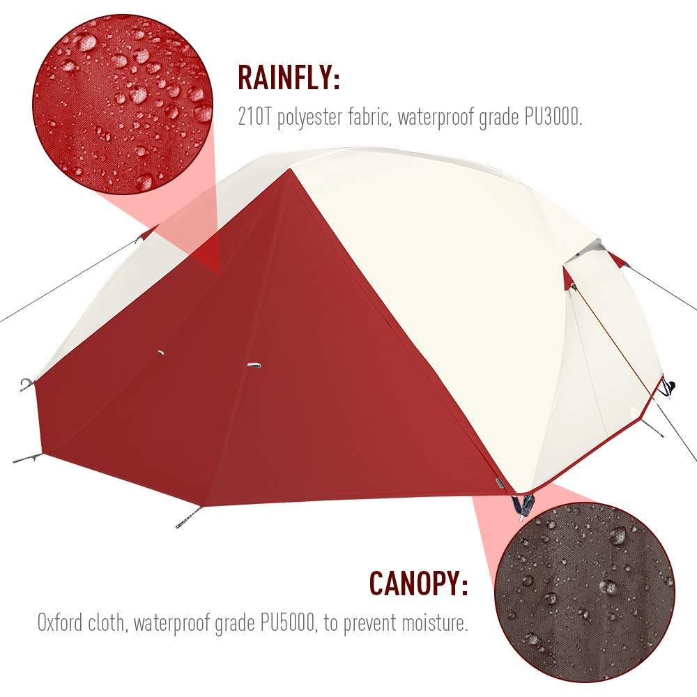 Forceatt Tenda Campeggio, Tenda per 2 Persone, Tenda Ultraleggera per 3-4 Stagioni, Impermeabile e Antivento, Facile da Installare, Adatta a Sport all'Aria Aperta Come Turismo, Campeggio, Trekking