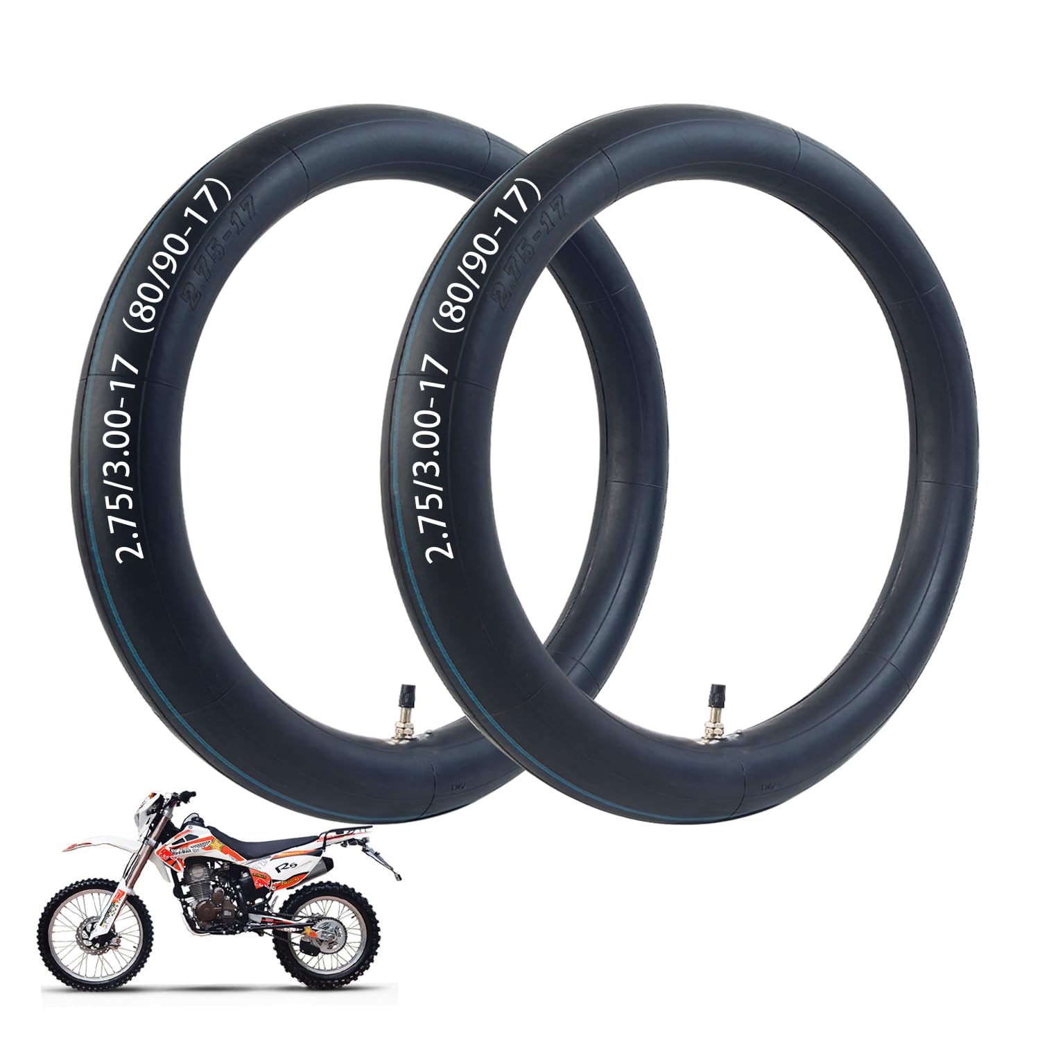 2 Pack 2.75/3.00-17 Heavy Inner Tube, 80/90-17 Replacement Tire
