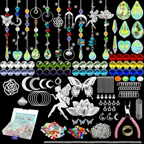 VEEKAY 430 Pezzi Acchiappasole Cristallo,Kit Sun Catcher fai da te Suncatcher, Acchiappasole da Appendere,Suncatcher Pendenti Acchiappa-sole per la decorazione del giardino della finestra