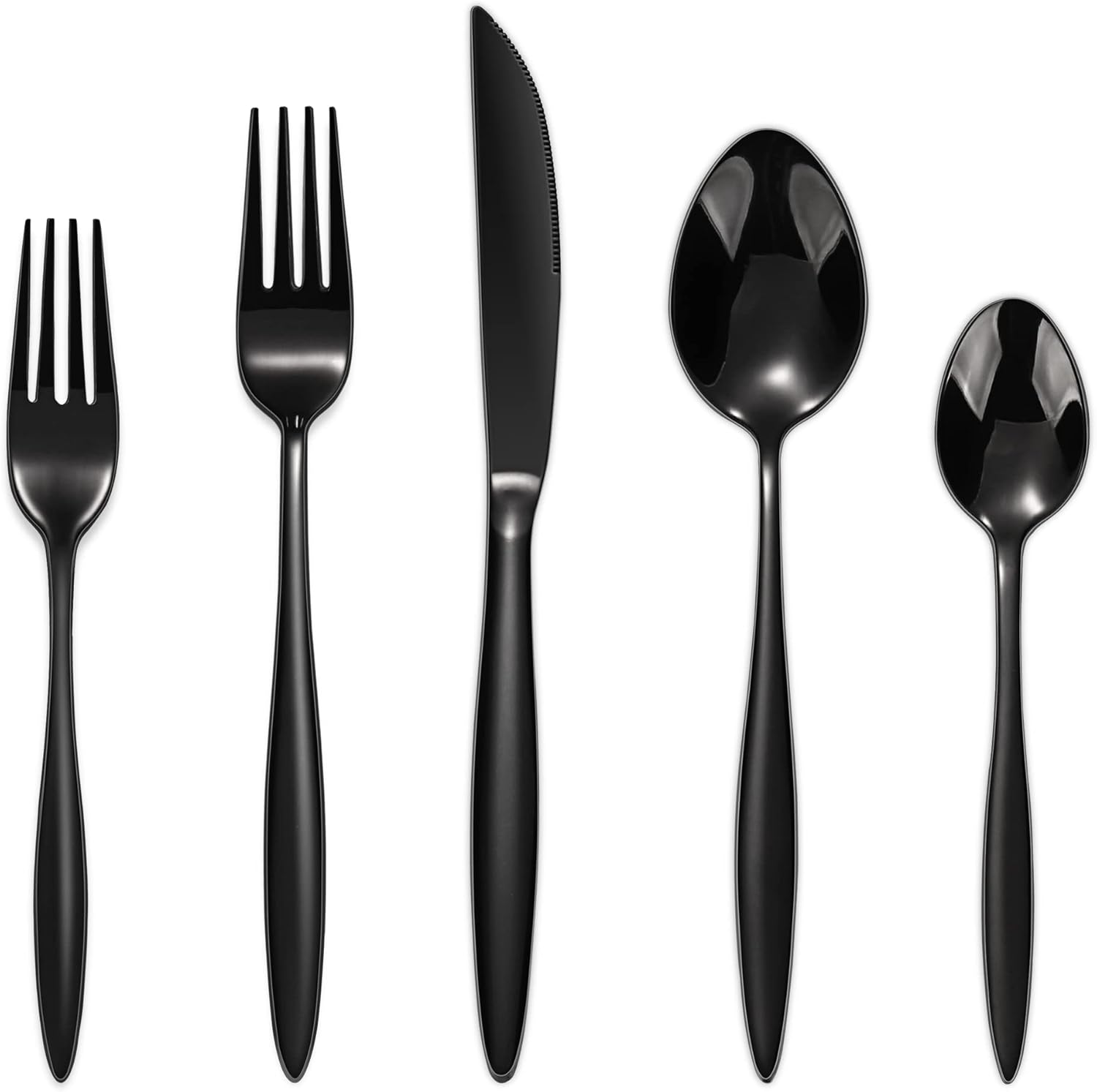 Silverware Set, 20-Piece Stainless Steel Cutlery Set, Service for 4, Mirror Finish, Dishwasher Safe, Box Set, Antique Baroque Flatware Set, Mattle Black