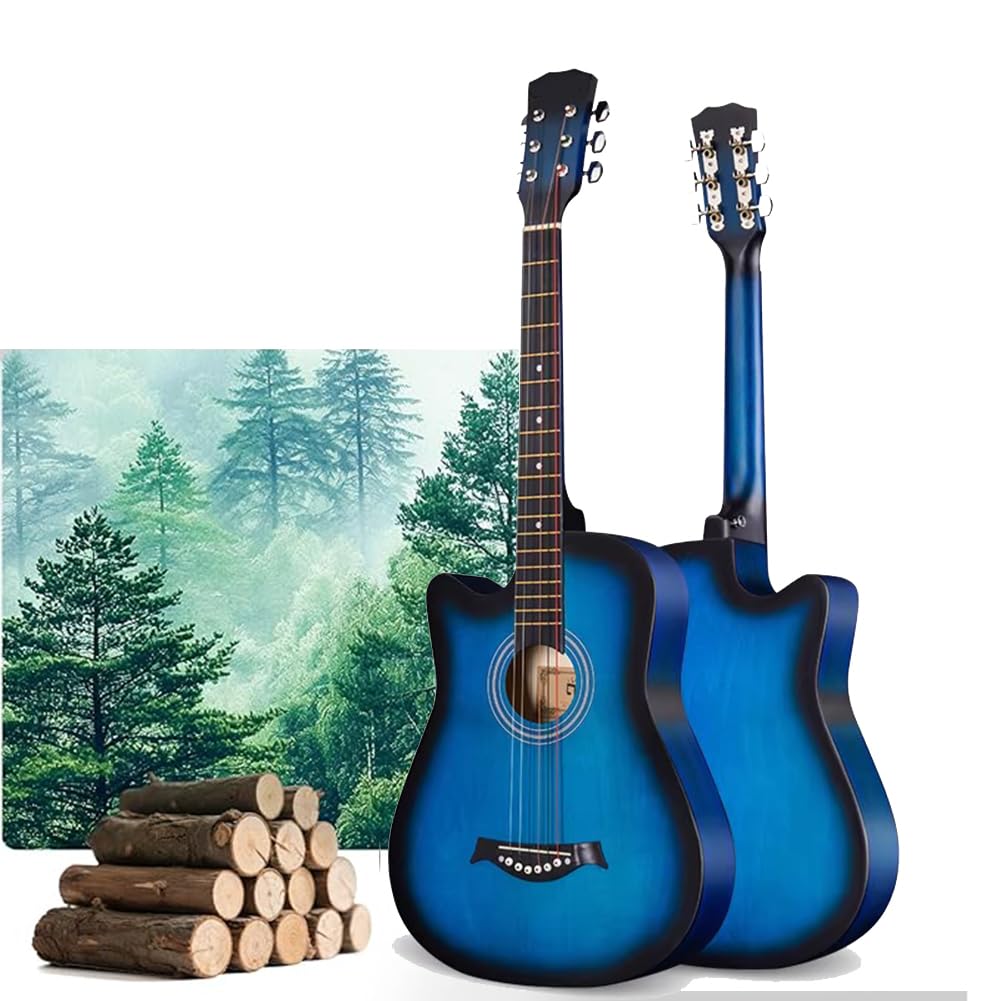 Starter kit per chitarra acustica a 6 corde con custodia, corde, cinghia, pipa e plettri, 96,7 cm