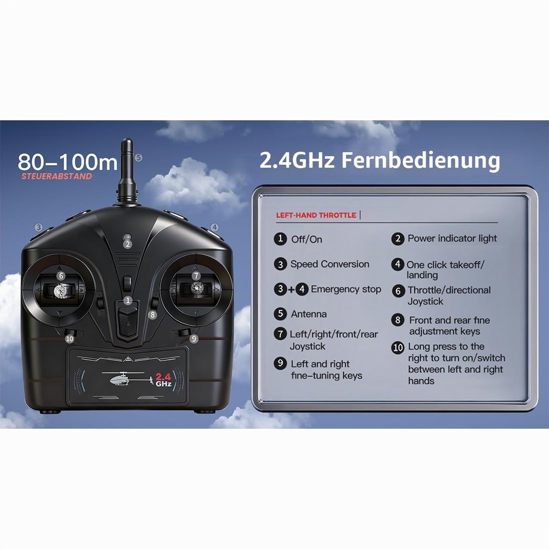 WL K270 Ferngesteuerter Hubschrauber mit Optical Flow, Höhenflug, Fernbedienung, Gyro, 2.4G 4CH Flybarless Militär Flugzeug 6G/3D Stunt Copter Helikopter für Erwachsene
