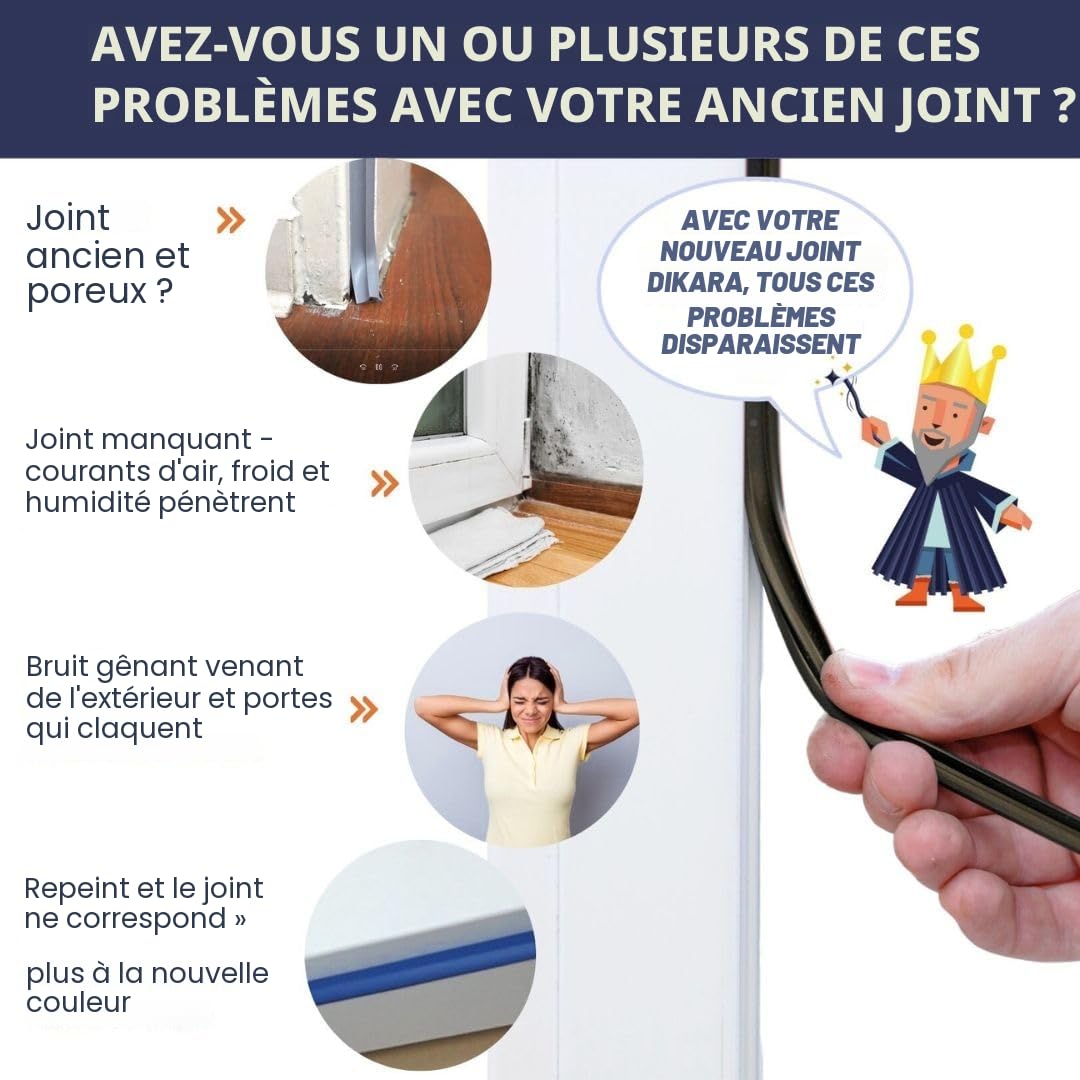 Dikara Joint de fenêtre pour systèmes de fenêtre, joint de vitrage pour extérieur avec fil anti-étirement pour fenêtre en plastique et fenêtre en aluminium, noir, 50 m