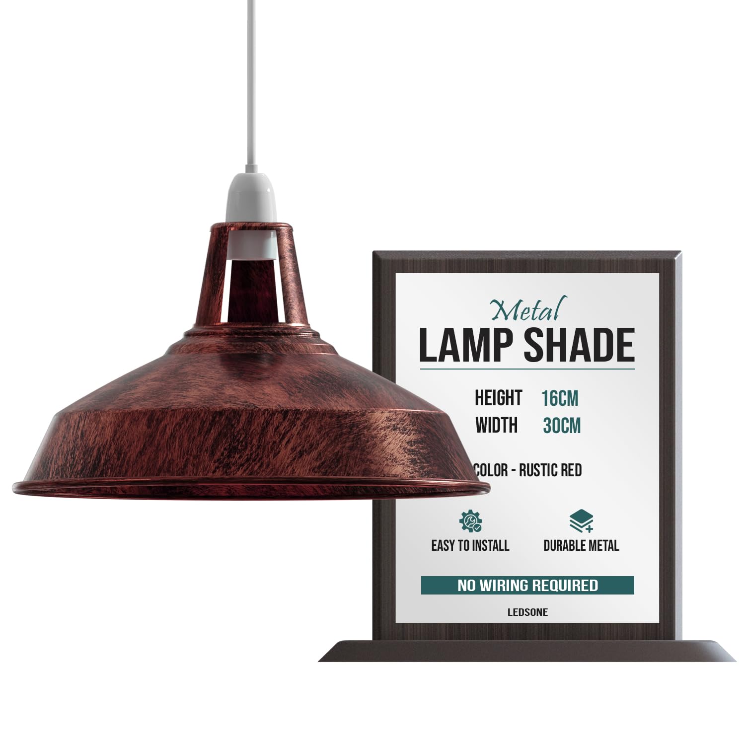 LEDSone Rustic Red Metal Lamp Shades in a Retro Modern Style Antique Shades for Ceiling Lights, Lampshades for Vintage Industrial Pendant Lights Bedroom, Kitchen, and Bathroom โ image 1