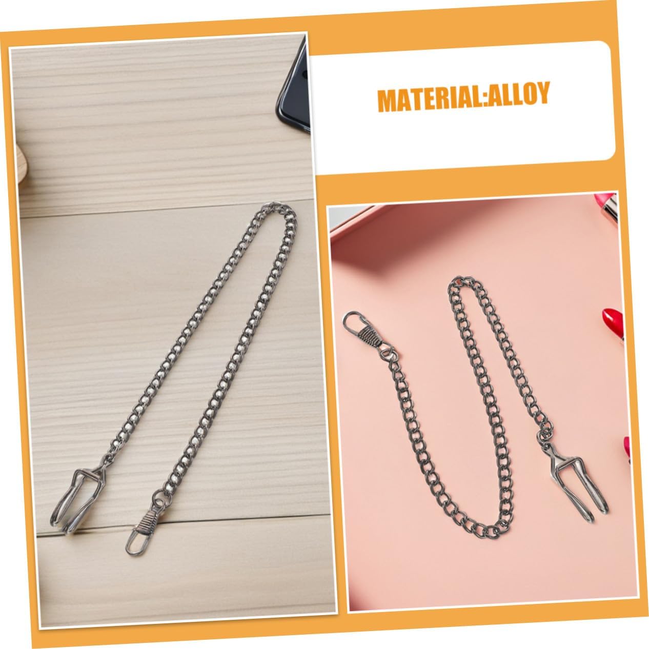 Unomor 6pcs Retro Alloy Pocket Watch Chains for Men Tarnish-Resistant Fob Accessories Vintage Style for Business Dinner Party and Multi-Occasion Wear