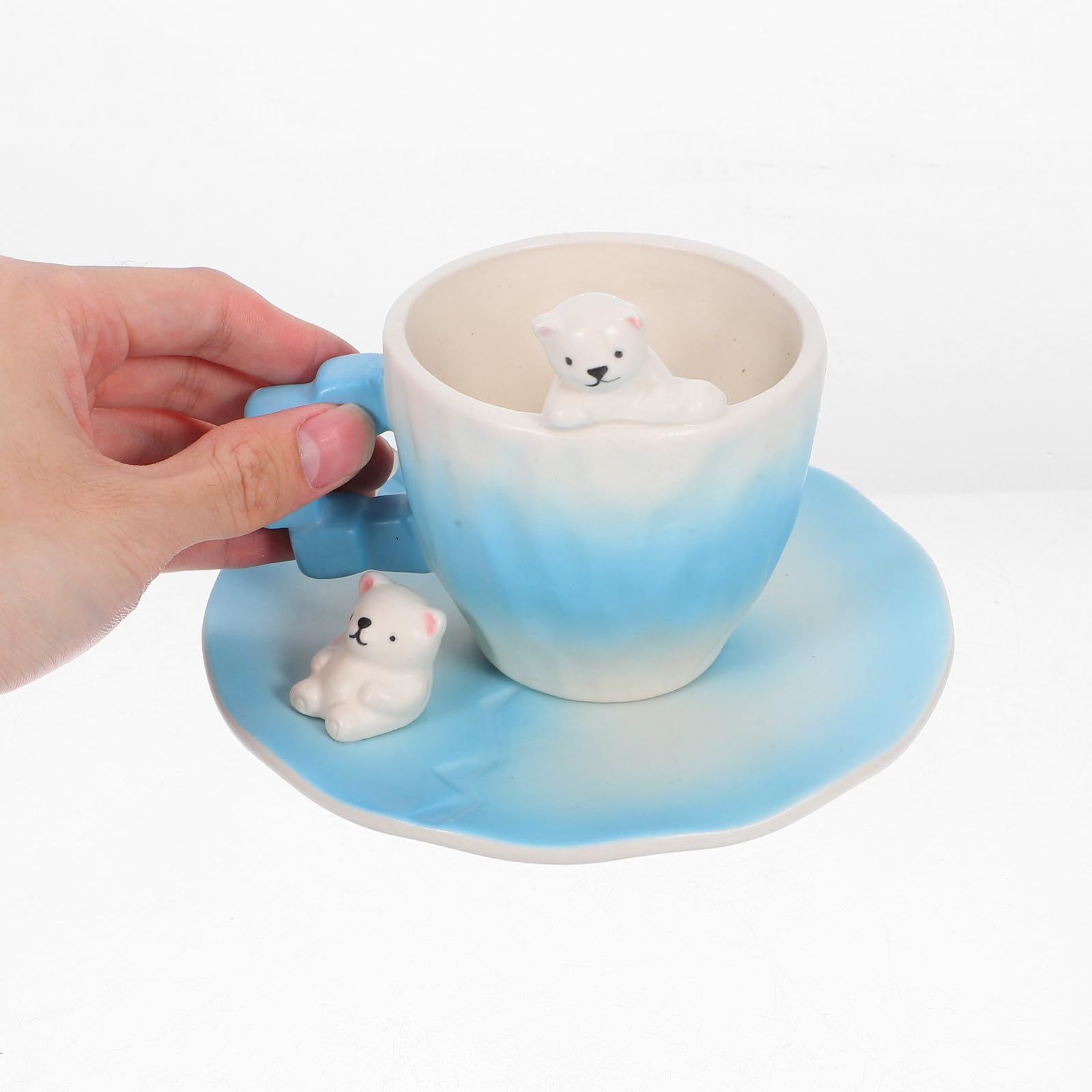 Niedlicher Keramik Eisbär Kaffeebecher 1 Satz mit Untertasse 200ml