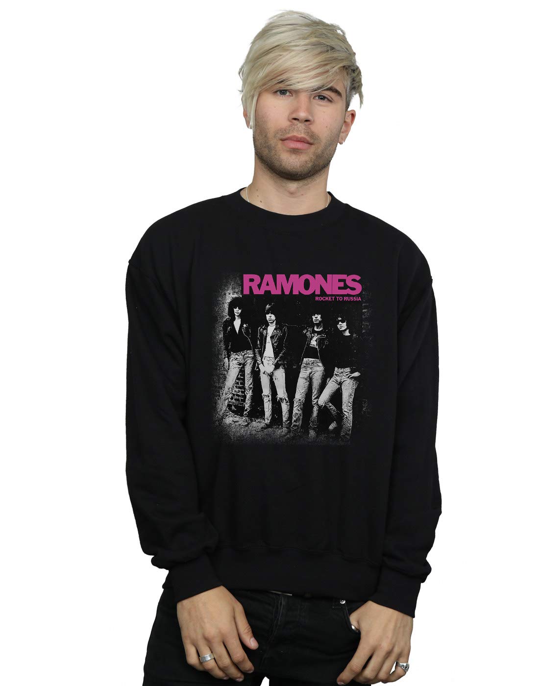 Absolute Cult Ramones Men's Rocket to Russia Faded Sweatshirt Black Medium