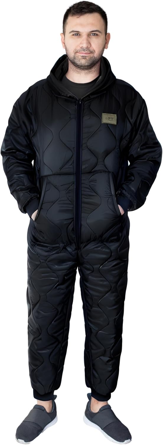 Woobie Plush One Piece, Adult Hooded Zip Up Insulating Layer - Field Jacket Liner Material