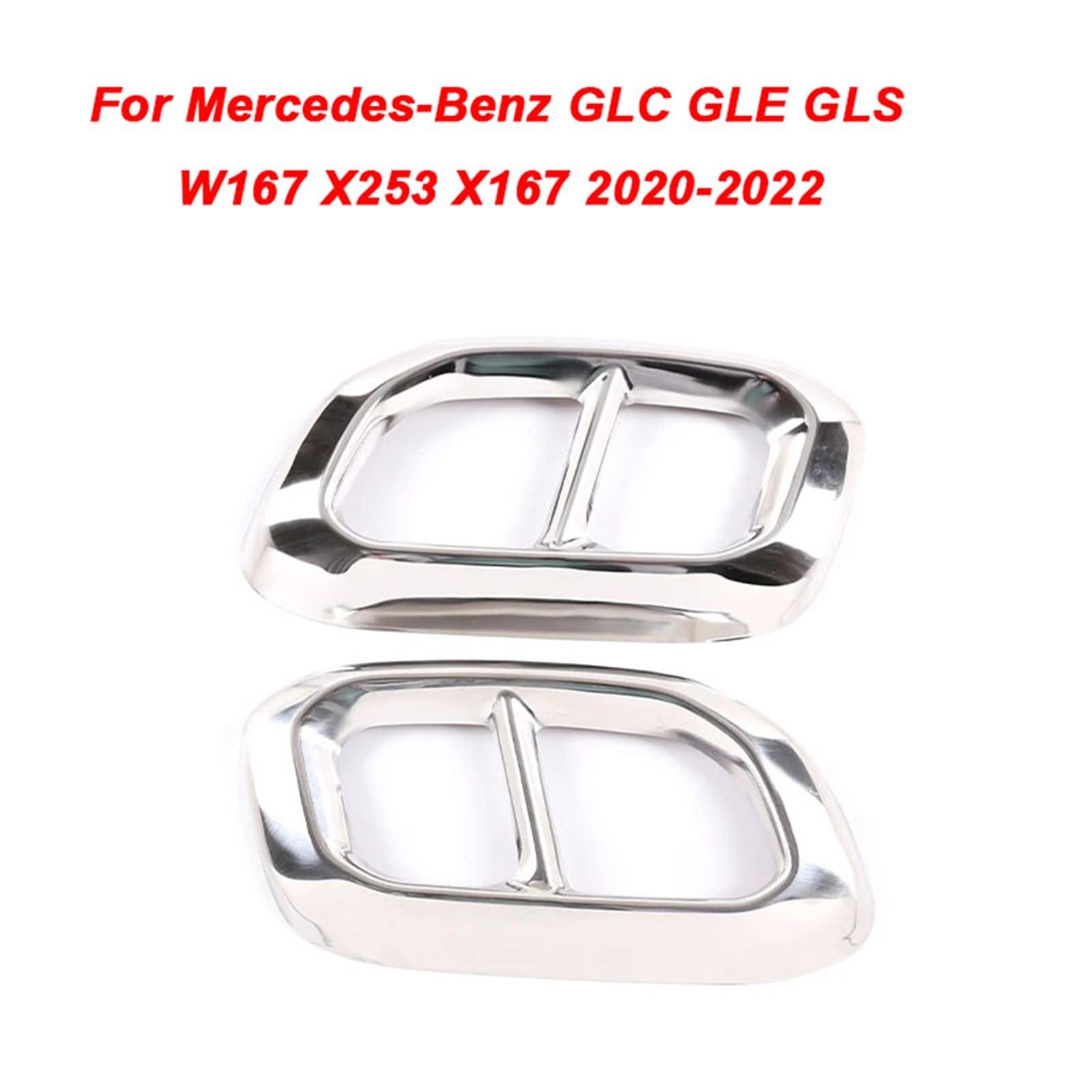2 Sztuk Ze Stali Nierdzewnej Tylna Gardło Samochodu Tłumik Rury Wydechowej Pokrywa Kompatybilny Z GLC GLE GLS W167 X253 X167 2020-2022 Akcesoria(Silver)