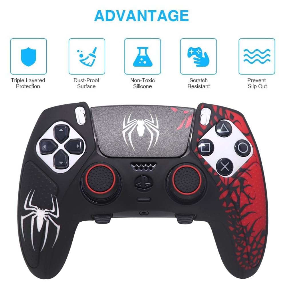 Funda protectora de silicona antideslizante para mando inalámbrico de Playstation 5 y PS5 Edge y almohadilla táctil, tapas de agarre para el pulgar para controlador DualSense Edge
