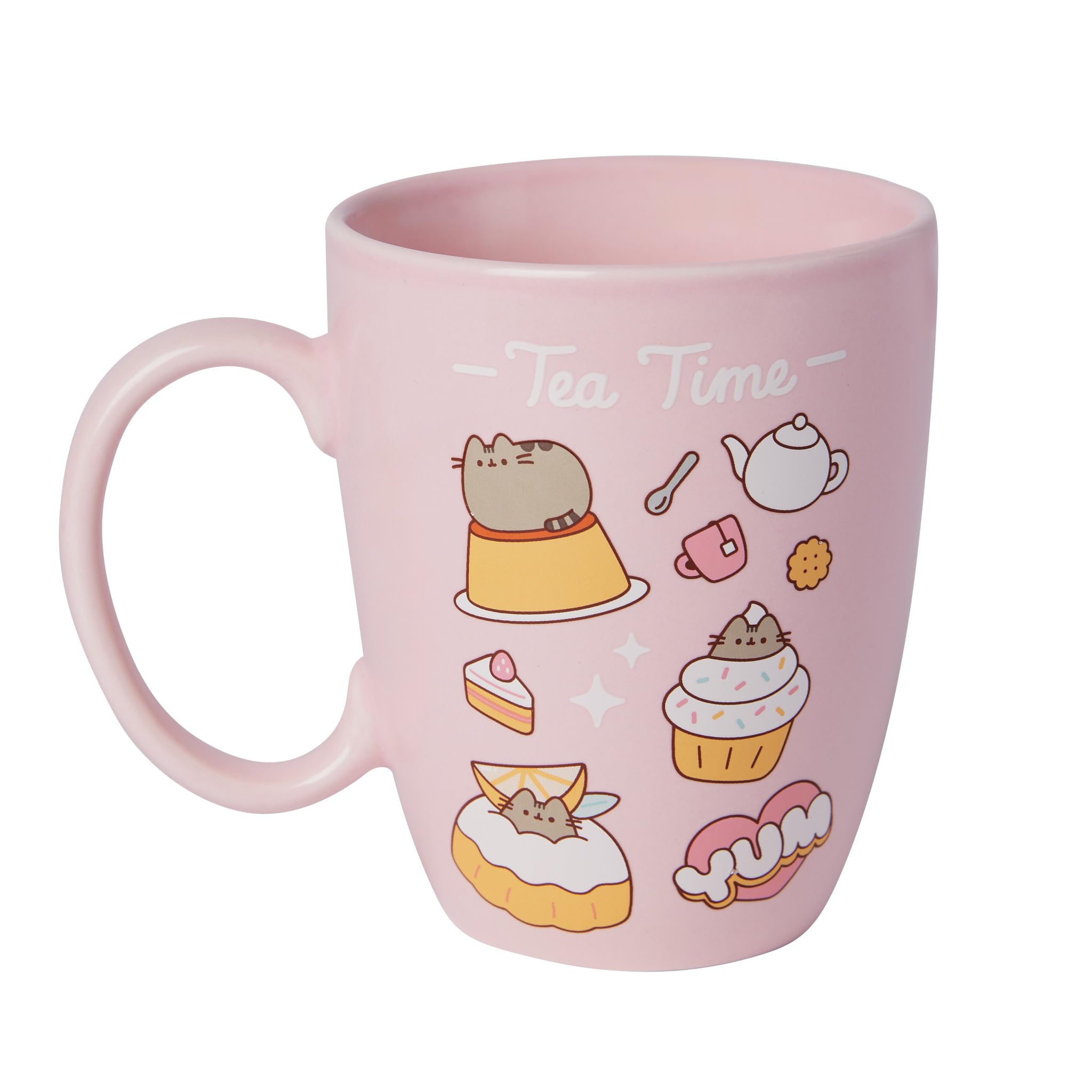 Enesco Pusheen the Cat Tea Time Graphics Coffee Mug, 12 Ounce, Pink