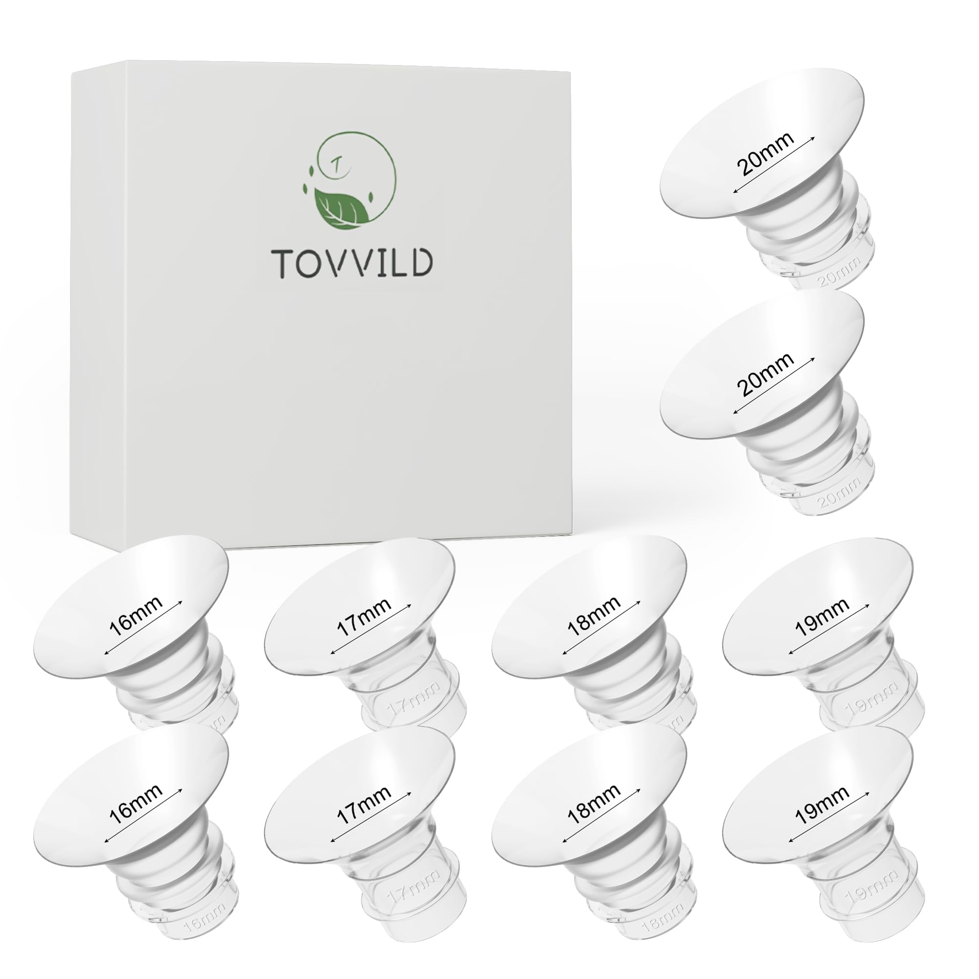 10PCS Flange Inserts 16/17/18/19/20mm for 24mm Flange/Shield, Compatible with Momcozy/Medela/Spectra/Bellababy/Willow Breast Pumps, Pump Parts Replace