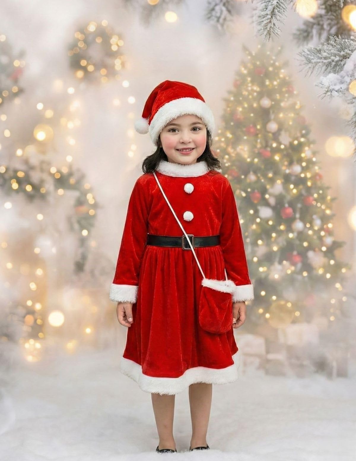 white christmas dresses Toddler Girl Santa Claus Christmas Dress