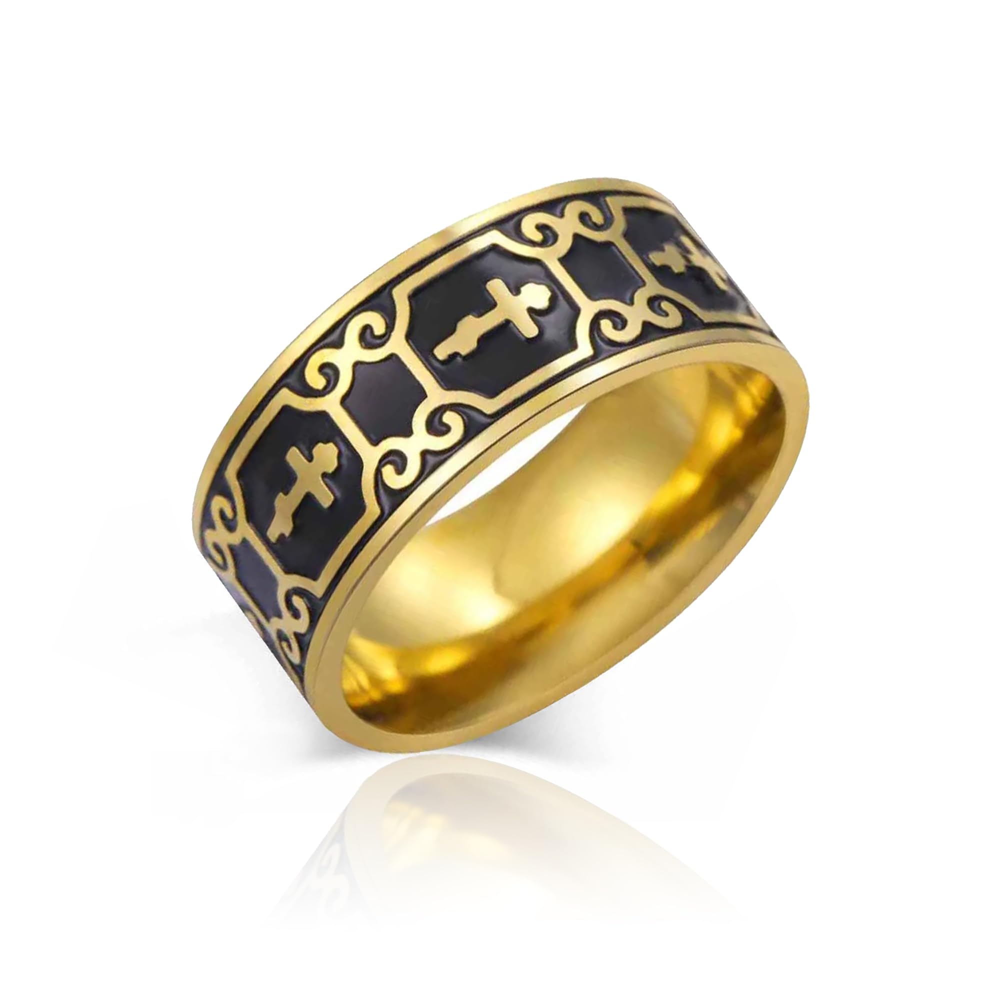 Russian Orthodox Cross Ring for Men Jesus Christ Amulet Stainless Steel Religious Christian Jewelry-image-41