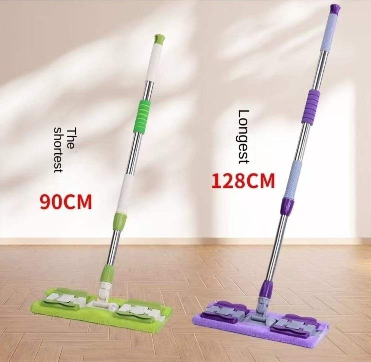 Fregona Sistema De Limpieza Pisos para El Hogar con 2 Almohadillas, Laminados Madera Limpieza Suelo(Purple)