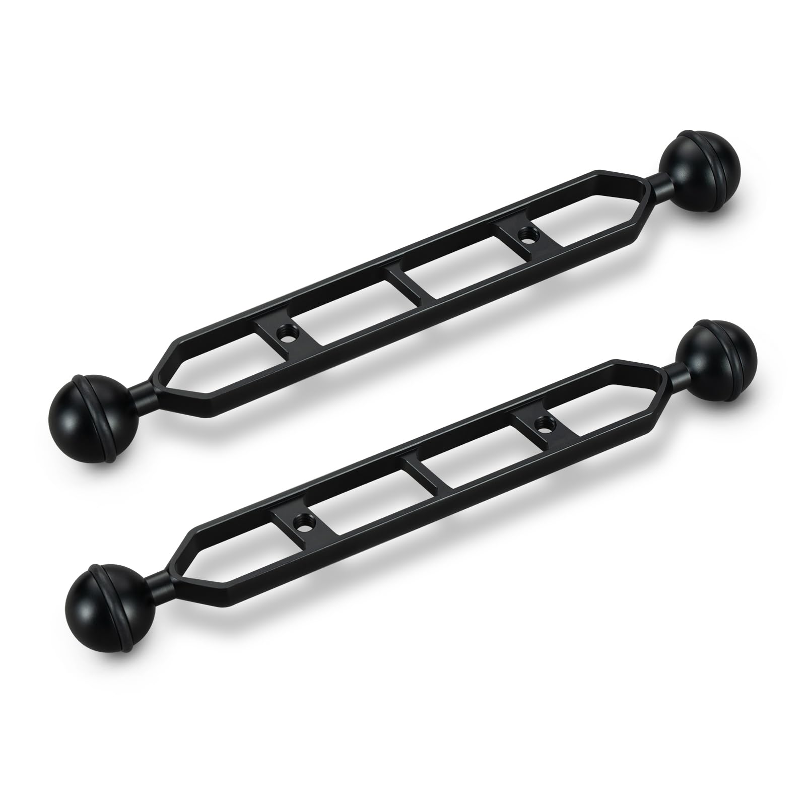 ChimimeDecor 2Pcs 1" Ball to YS Head Adapter with 9'' Extension Arm Aluminum Alloy Underwater Dual Ball Arm for Strobe/Video Light/Diving Camera Tray,