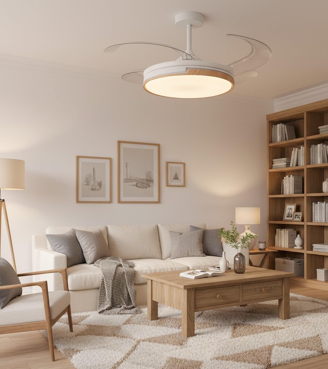 BEL AIR HOME Ventilador de Techo ROBIN, Blanco Madera