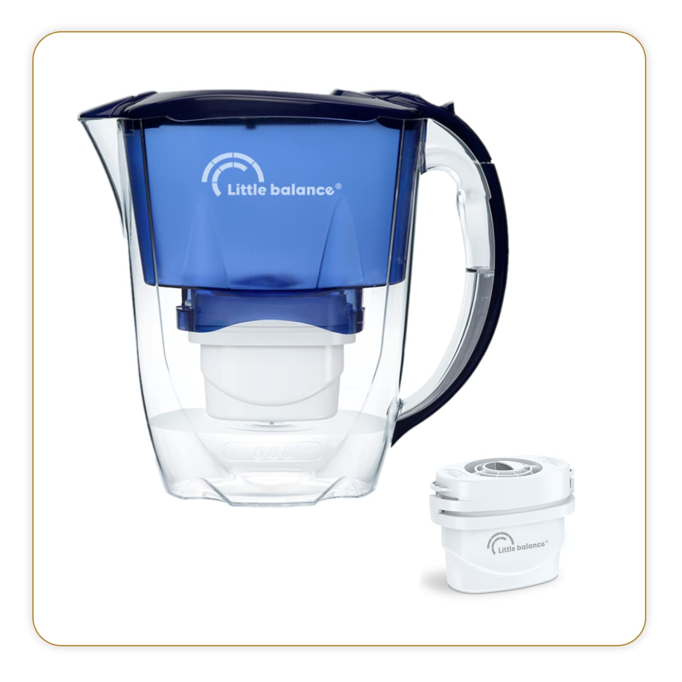 LITTLE BALANCE 8640 Jarra filtrante Oceano + 12 cartuchos filtrantes, Reduce microplásticos, cloro, cal y otras impurezas, 2,8 l, Flujo ultrarrápido rápido, Plástico sin BPA, Azul