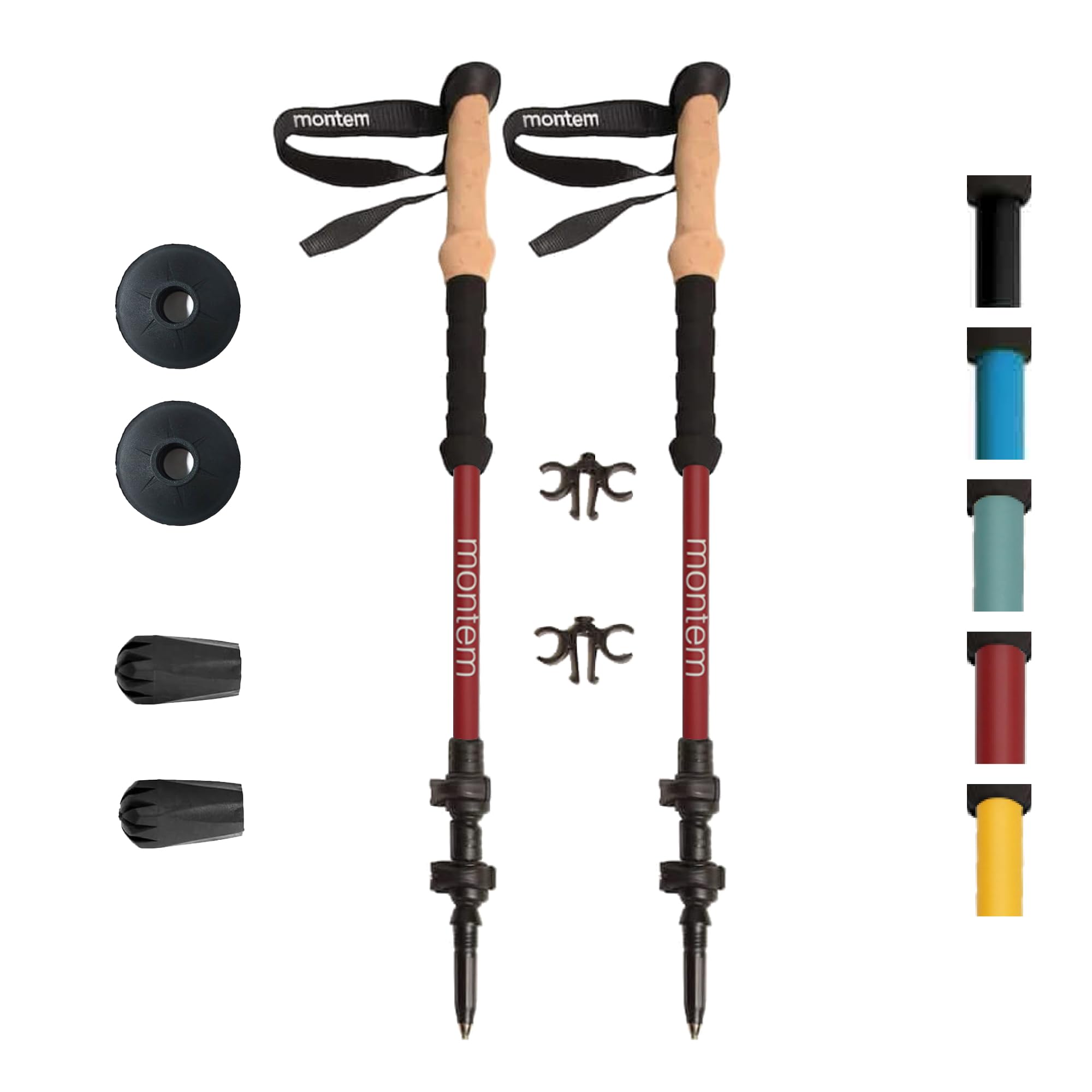 Montem Ultra Light 100% Carbon Fiber Trekking, Walking, and Hiking Poles - One Pair (2 Poles) - Ultra Light, Quick Locking, Foldable,