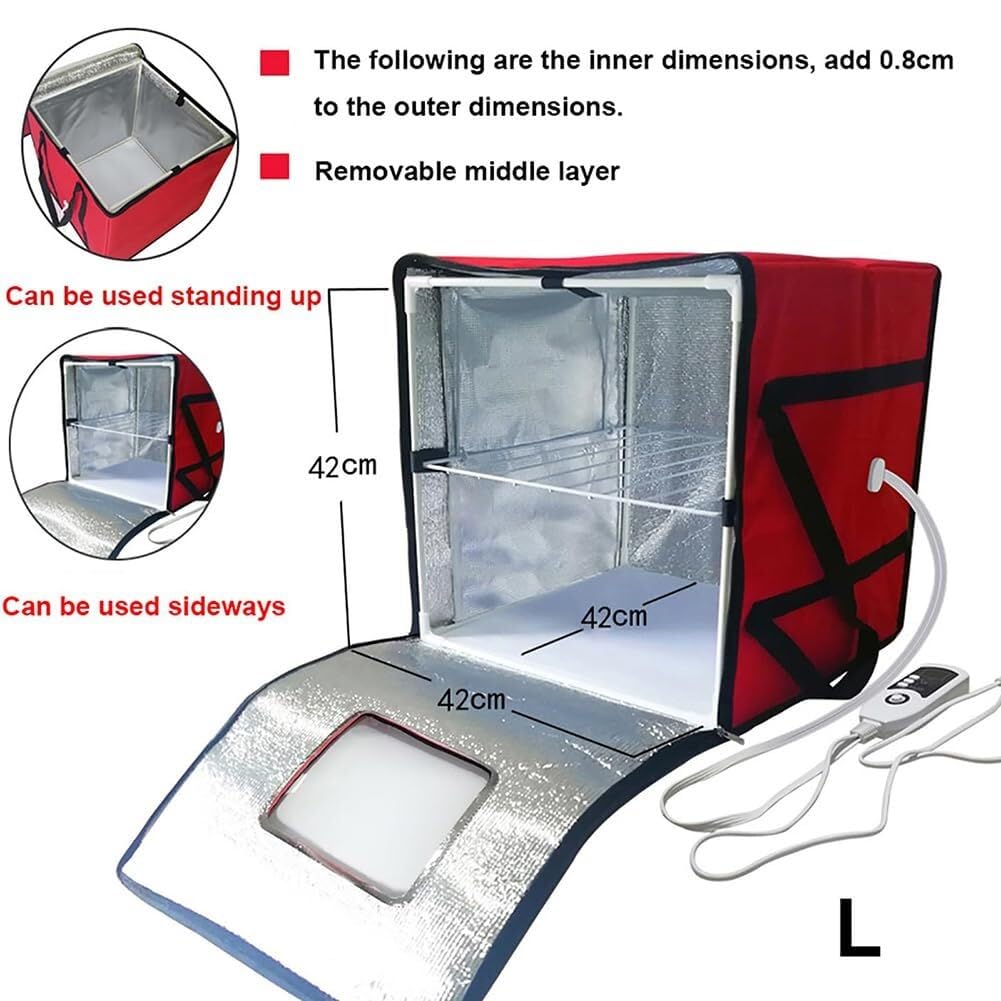 Caja de fermentación plegable a prueba de masa, pequeña bolsa de prueba de pan para el hogar con control de temperatura + función de temporización, ideal para hacer pan y yogur, estante interior