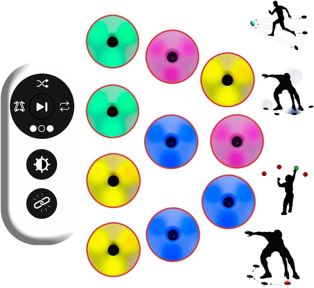 Luci da allenamento – Kit per allenamento di velocità a risposta agile, telecomando multi-modalità per allenamento di agilità e tempo, ideale per allenatori e palestre