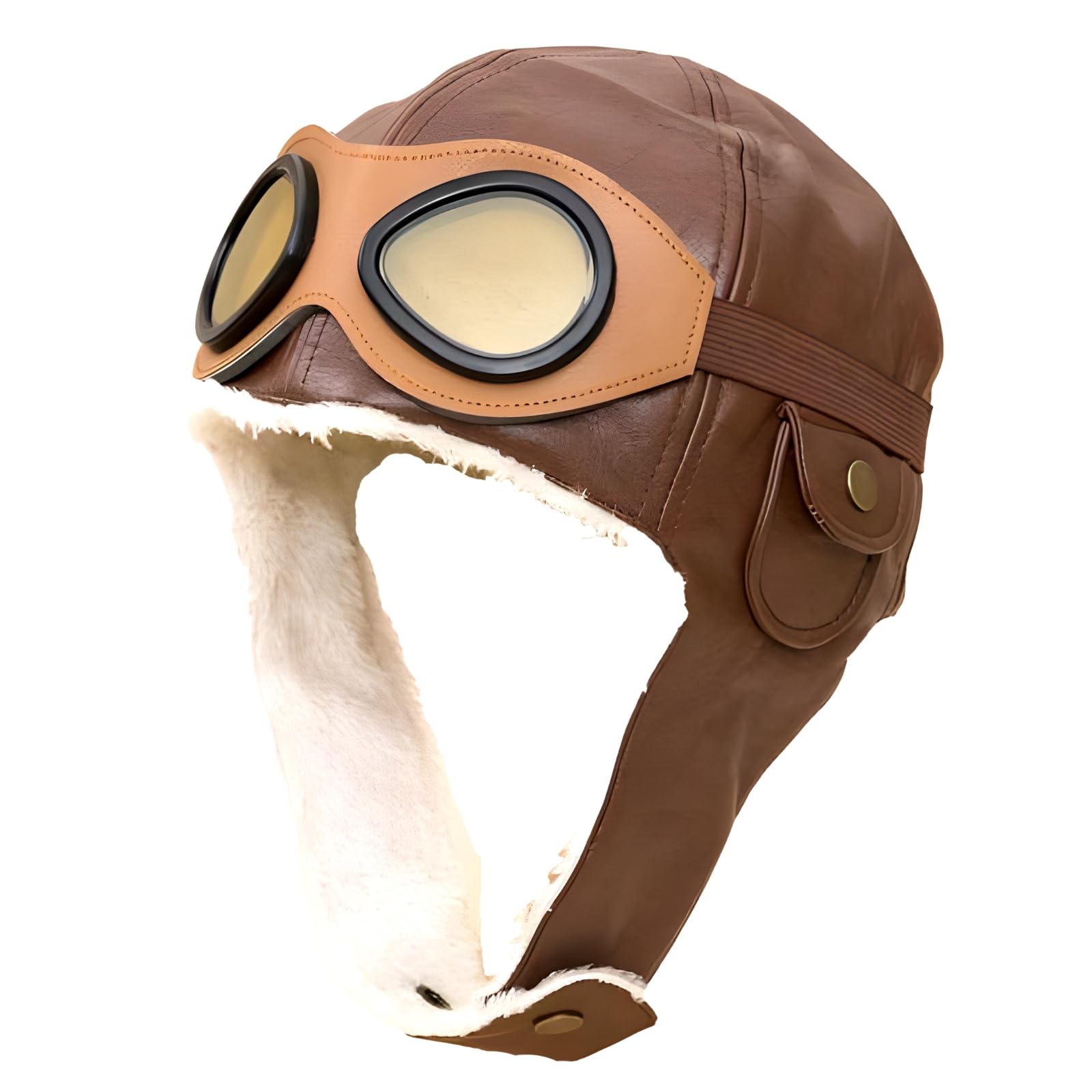 Children's Biggles Hat with Attached Glasses – Dark Brown| Aviator Grandpa's Great Escape Fancy Dress Kit| WWII pilot hat