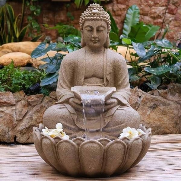 3 Feet Large Kamal Buddha Water Fountain | Led Lighting with Motor | Outdoor/Indoor/Garden Water Fountain | Buddha Fountain for Home Decor | 3 Feet Large (Beige)-image-13