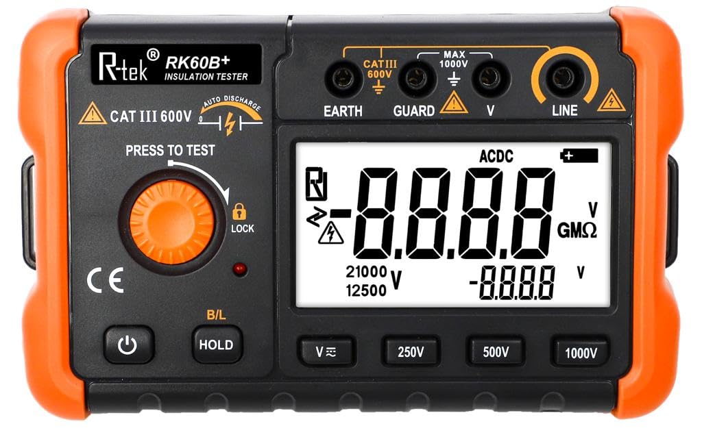 R-TEK Digital Insulation Tester, Insulation Tester, Digital Insulation Resistance Tester V250/500/1000V, 5GΩ (B0CV9H15TR) Amazon Price History, Amazon Price Tracker