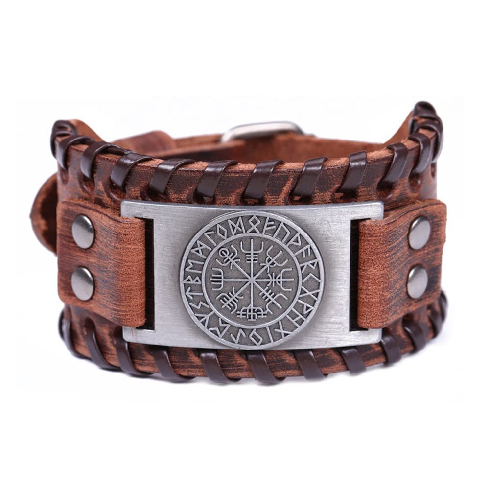 Bracciale Donna A Strati In Pelle Con Ciondoli - Bussola Vichinga, Farfalla, Simbolo Infinito, Turchese, Bohémien