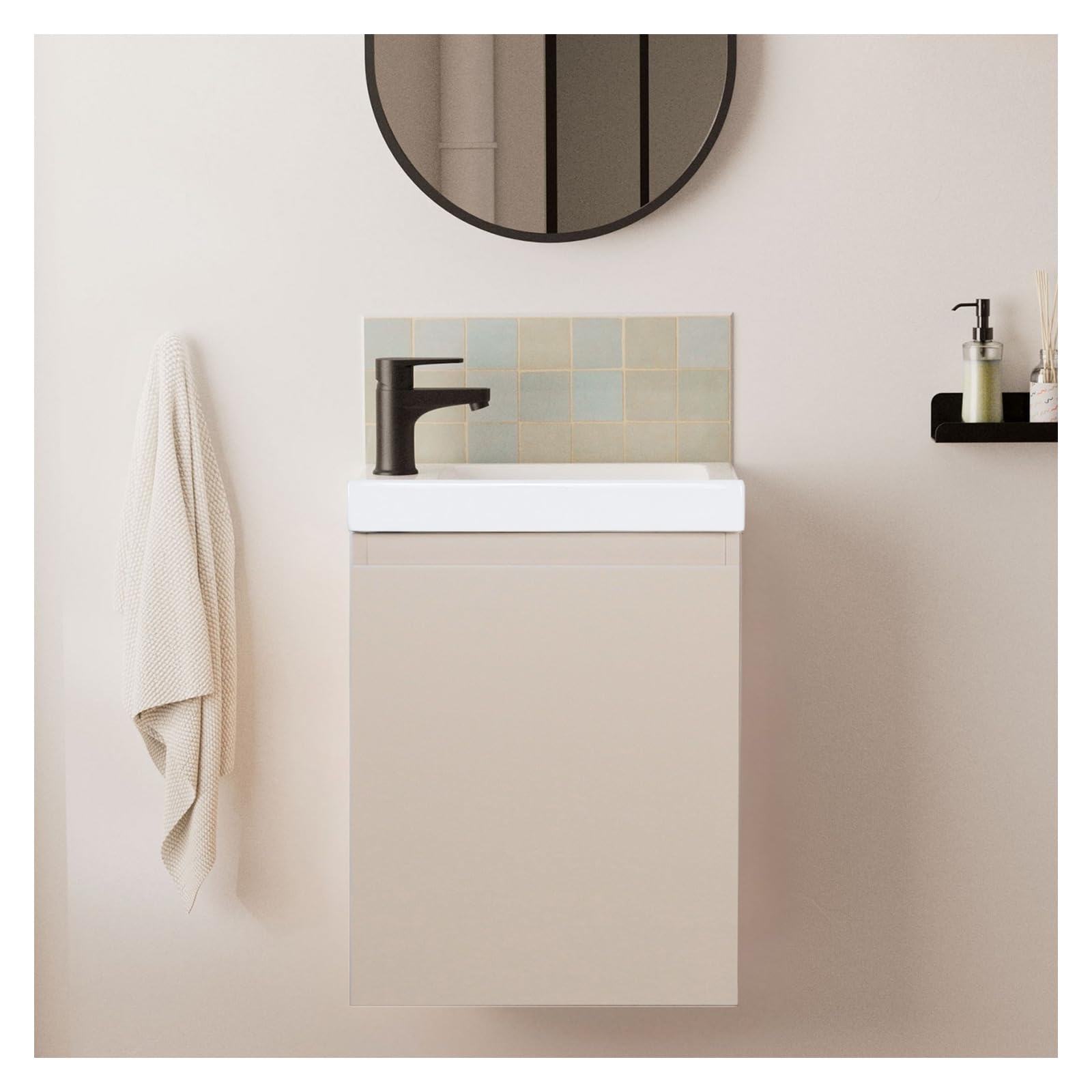 MOB-​IN Meuble Lave-​Mains Lisa + Robinet Noir