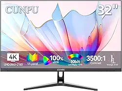 Monitor de computador 4K UHD de 32 polegadas (3840 x 2160), painel VA, sRGB 100%, cor 1,07B, proporção de contraste 3500:1, VESA 75 x 75 mm, PIP/PBP, HDMI, porta de exibição, cuidados com os